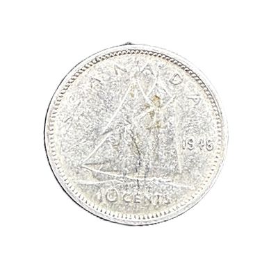 1946 Canada Silver 10 Cents King George VI  Bluenose Dime