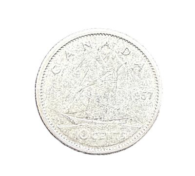 1957 Canada Silver 10 Cents King George VI Bluenose Dime