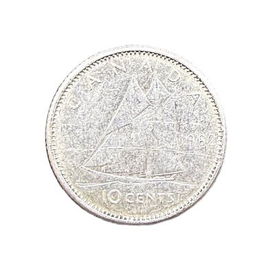 1962 Canada Silver 10 Cents Queen Elizabeth II Bluenose Dime