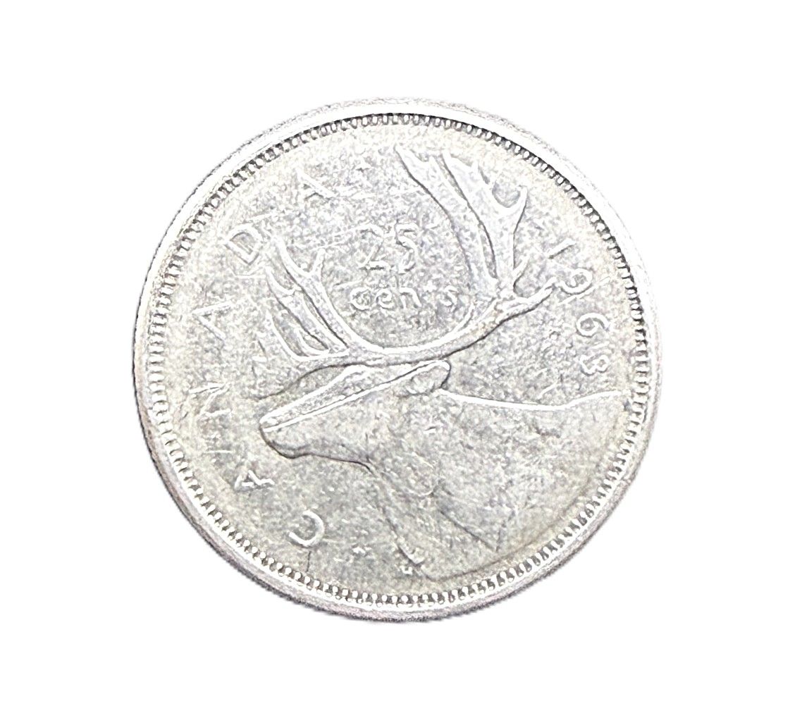 1963 Canada Silver 25 Cents Caribou Quarter