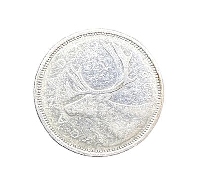 1964 Canada Silver 25 Cents- Queen Elizabeth II- Caribou Quarter