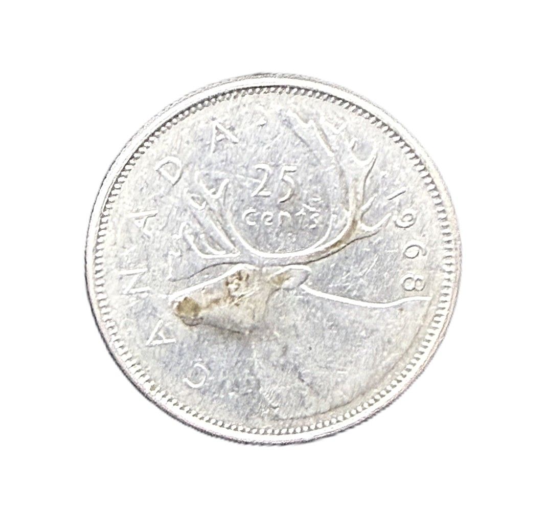 1968 Canada Silver Caribou Quarter - Last Year of Circulating Canadian Silver