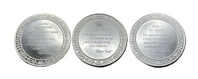 1974 Norman Rockwell Medallic Tribute to Robert Frost Sterling Silver Proof Medal Trio ("Going For Water", "The Pasture", &amp; "Dust Of Snow")