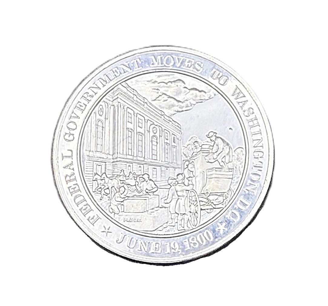 Rare Franklin Mint 1800 Federal Government Moves to Washington D.C. Sterling Silver Proof Medal