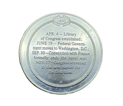 Rare Franklin Mint 1800 Federal Government Moves to Washington D.C. Sterling Silver Proof Medal