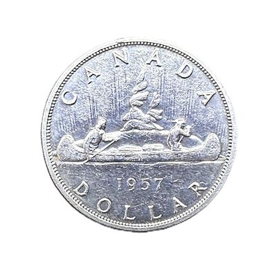 1957 Canada Silver Dollar Queen Elizabeth II "Voyager" Dollar