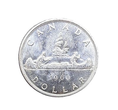 1960 Canada Silver Dollar Queen Elizabeth II Voyageur Dollar
