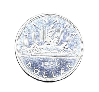 1961 Canada Silver Dollar Queen Elizabeth II Voyager Dollar