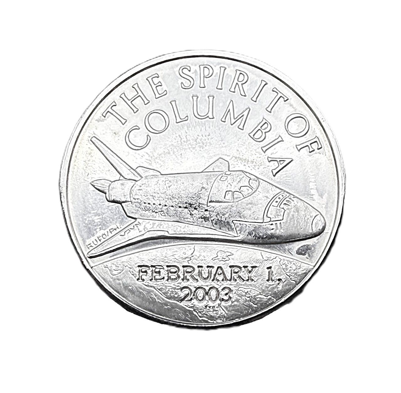 2003 Spirit of Columbia Space Shuttle Memorial 1 oz Silver Round