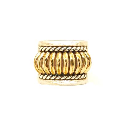 Sterling Silver &amp; Gold Overlay Ribbed Melon Thomas Charley Ring- Size: 7