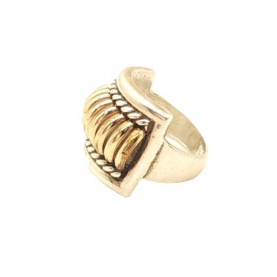 Sterling Silver &amp; Gold Overlay Ribbed Melon Thomas Charley Ring- Size: 7