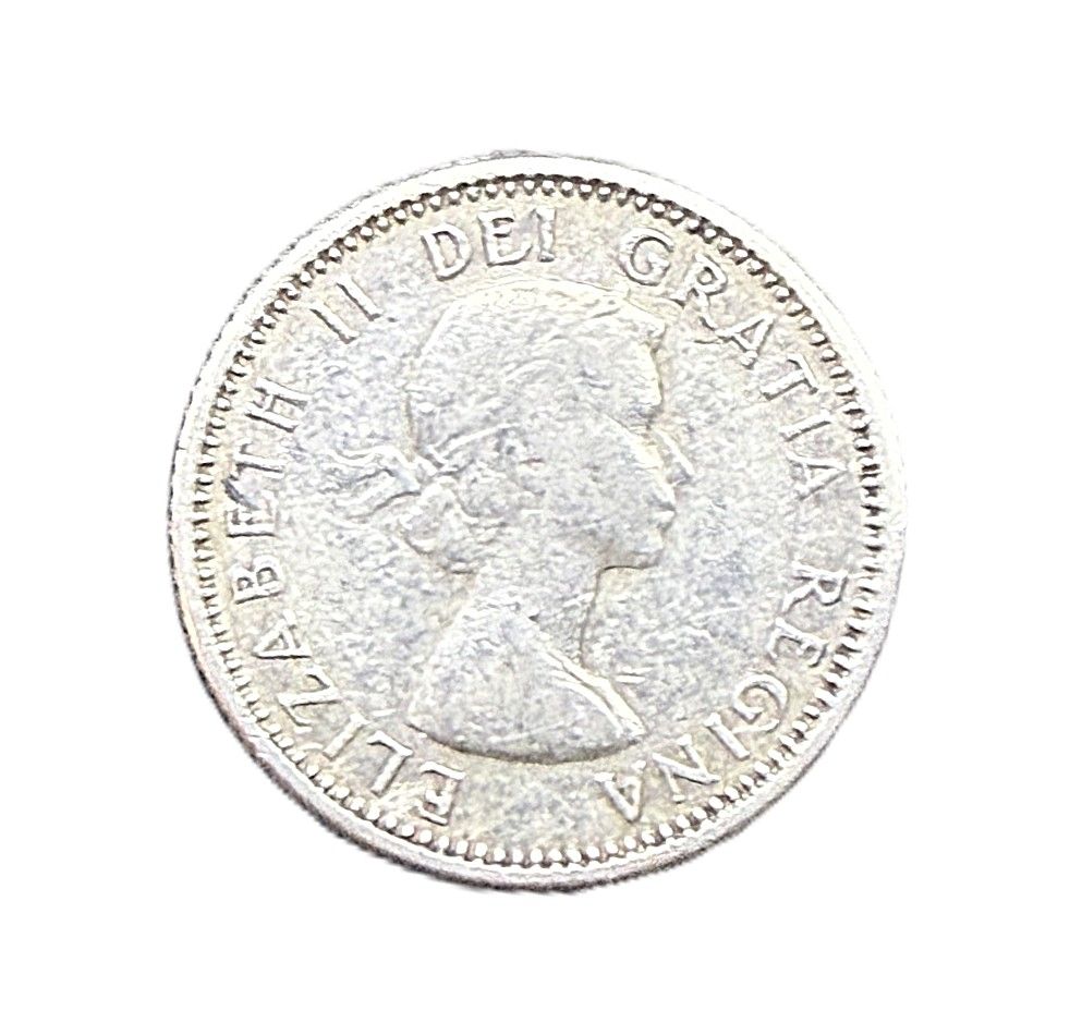 1957 Canada Silver 10 Cent Elizabeth II Bluenose Dime
