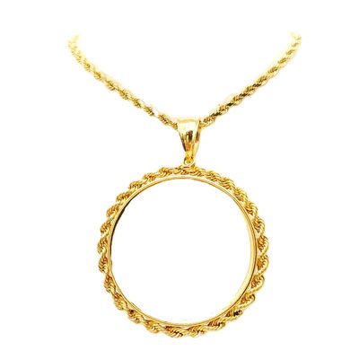 14k Gold Rope Chain &amp; 14k Gold Bezel- Size: 20" X 1.9mm