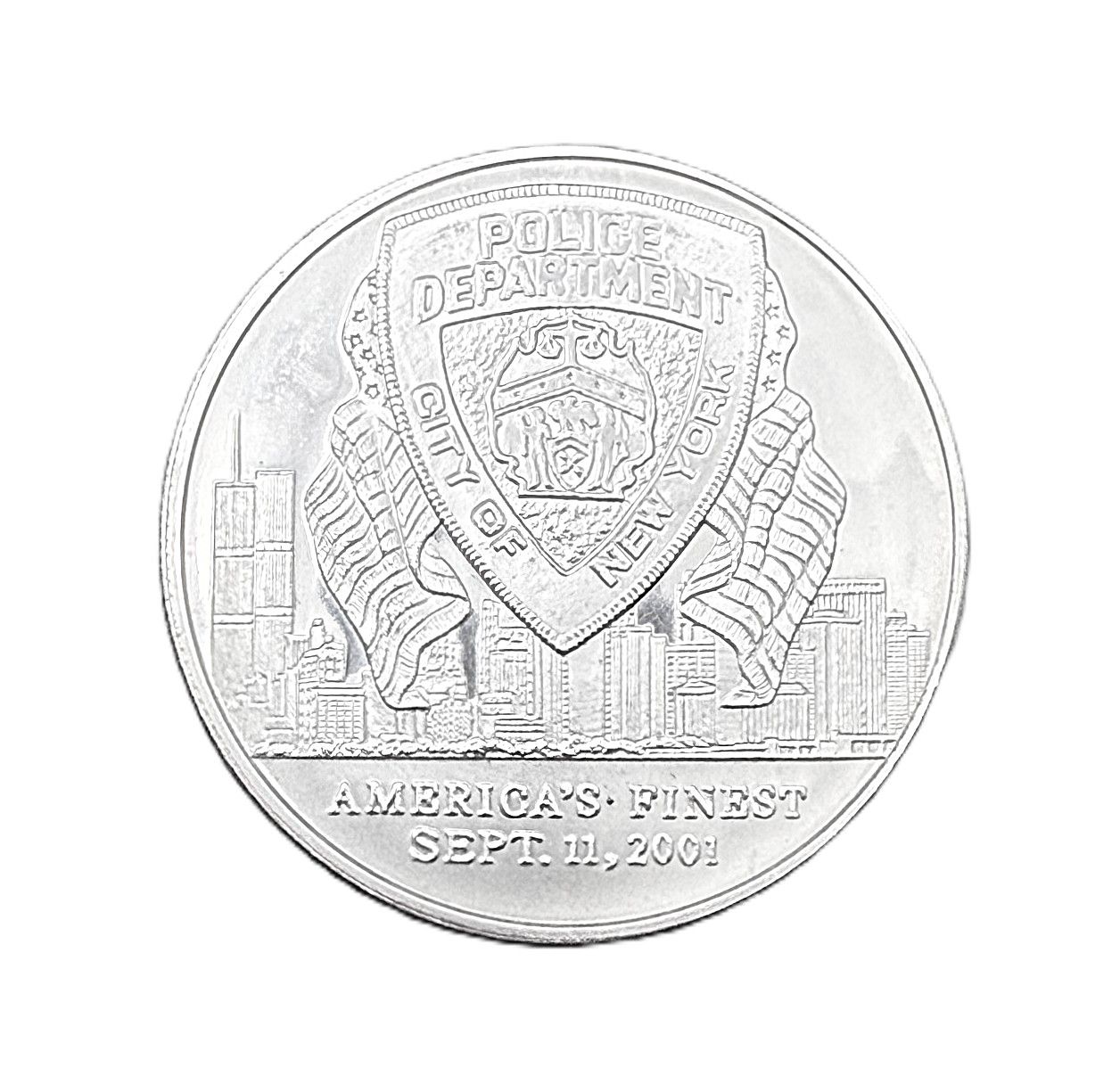 2001 New York Police Department NYPD 9/11 Memorial 1 oz Silver Round