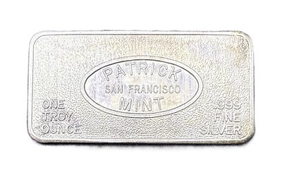 Patrick Mint San Francisco Pony Express 1 Troy Ounce .999 Fine Silver Art Bar