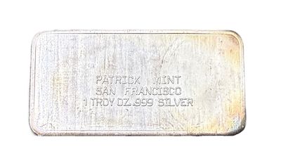 1973 Vintage Patrick Mint San Francisco Spirit of '76 1 oz Silver Bar