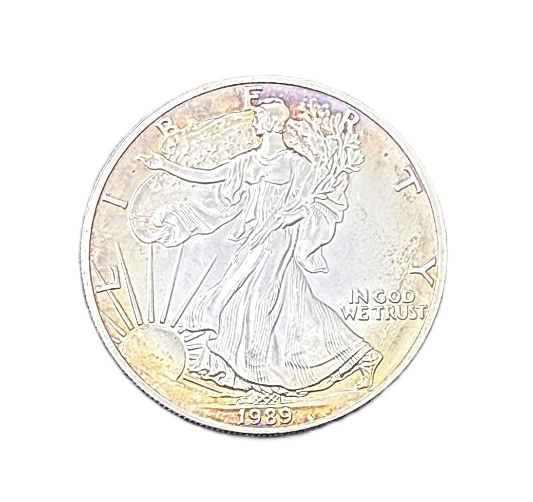 1989 Vintage American Silver Eagle – Beautiful Golden-Rim Toning
