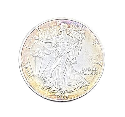 1989 Vintage American Silver Eagle – Beautiful Golden-Rim Toning
