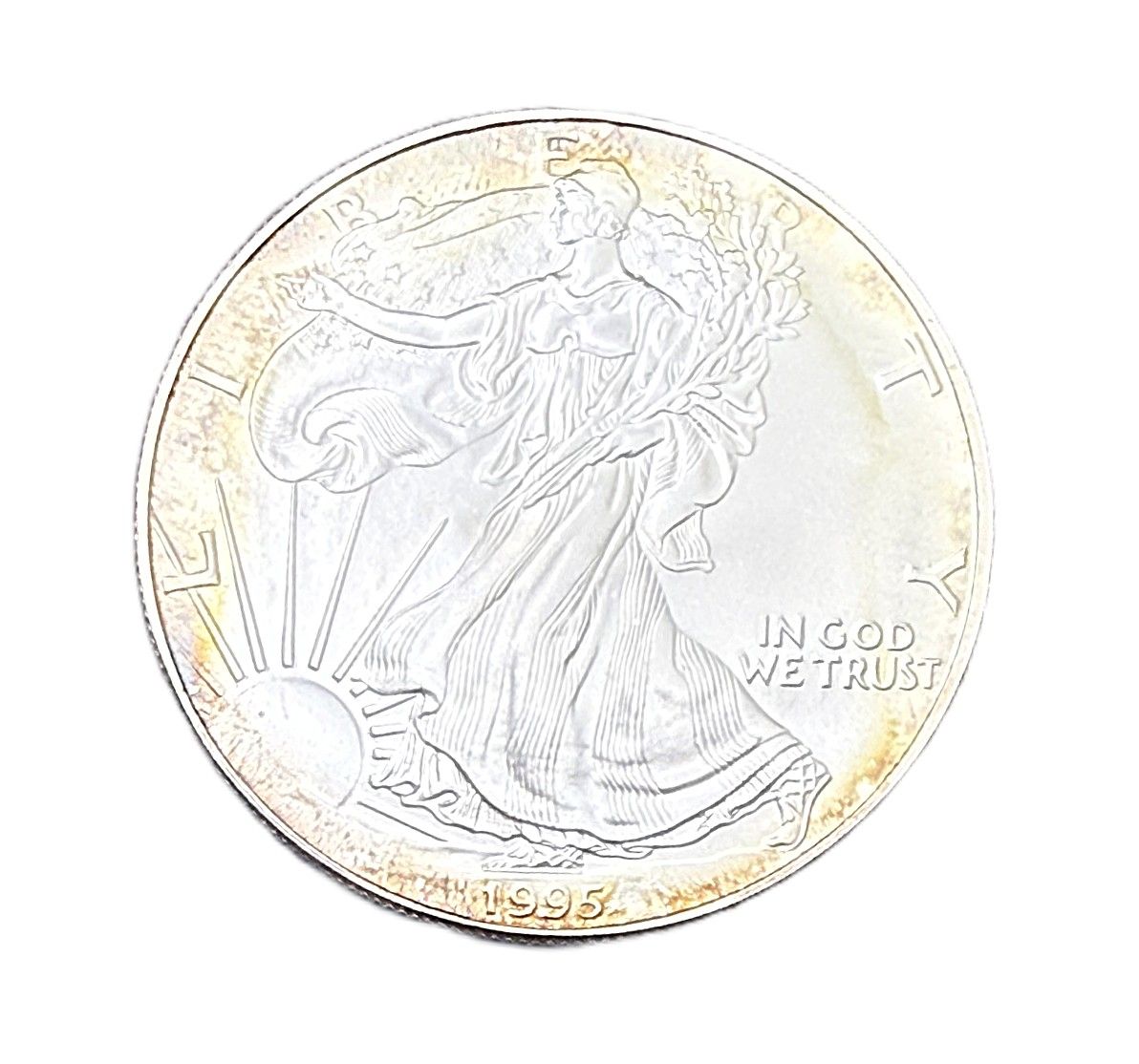 1995 American Silver Eagle 1 oz with Natural Golden-Amber Toning