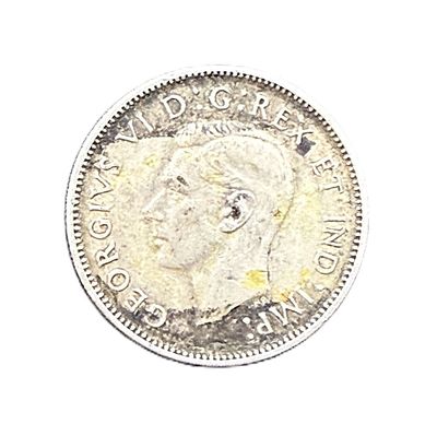 1943 Canada Silver 25 Cents King  George VI Caribou Quarter