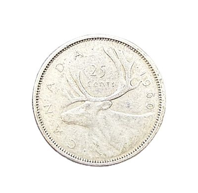 1960 Canada Elizabeth II Silver Quarter - Caribou 25 Cents