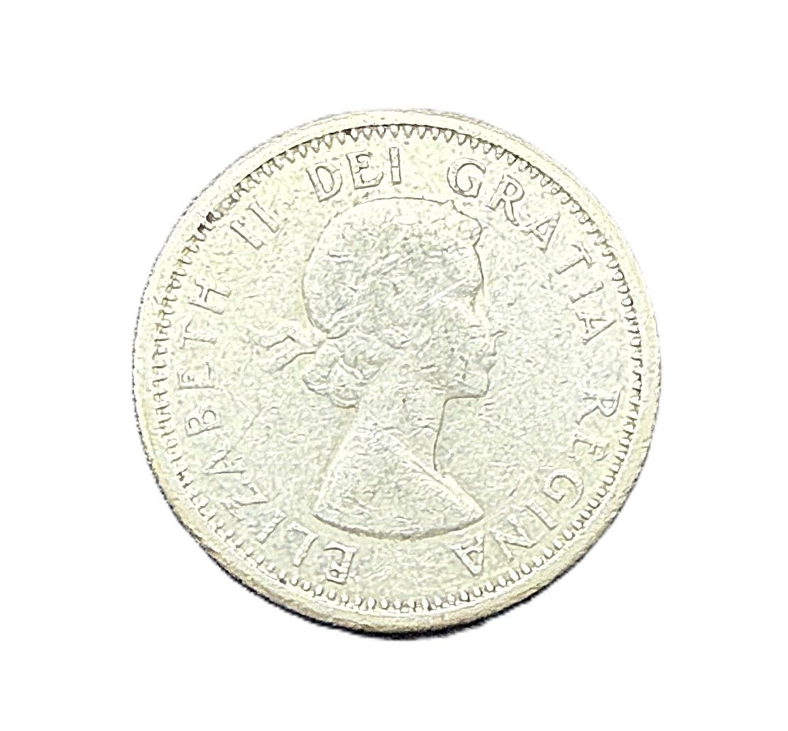 1961 Canadian Silver Dime 10 Cents Elizabeth II Bluenose Schooner Coin
