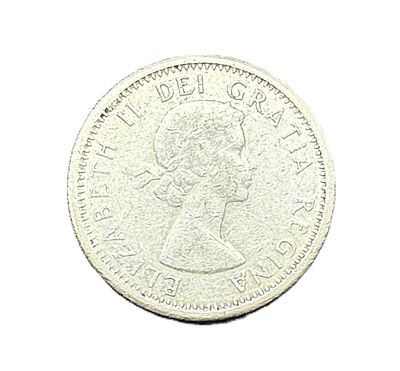 1961 Canadian Silver Dime 10 Cents Elizabeth II Bluenose Schooner Coin