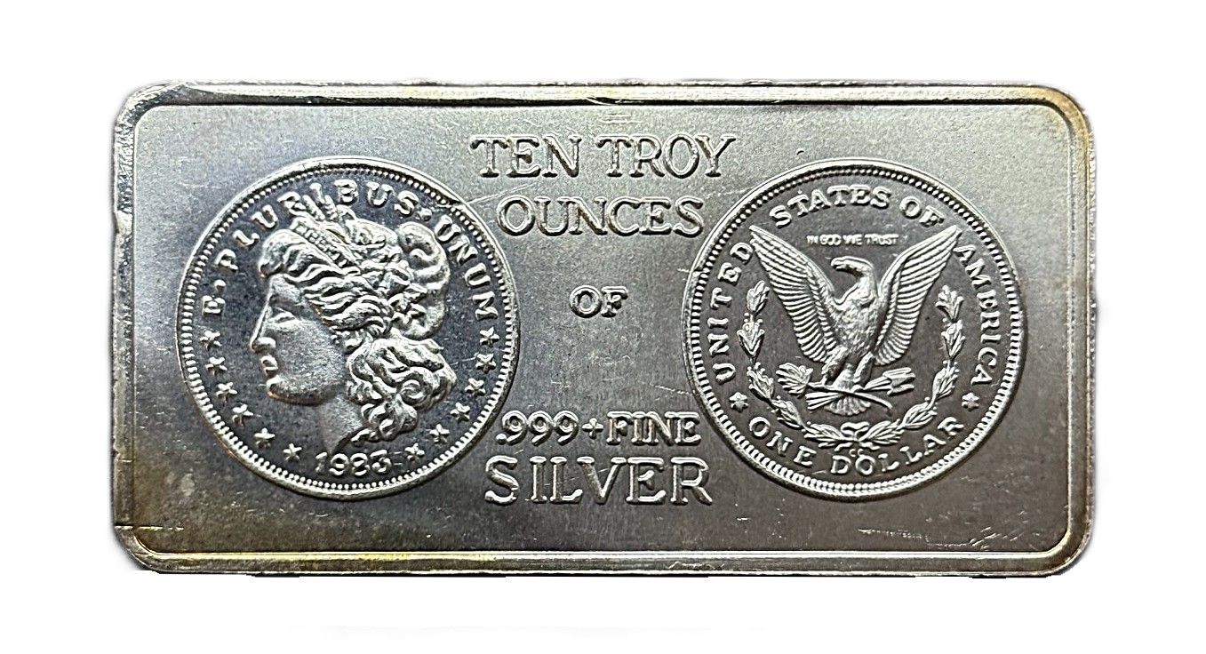 South East Refining 10 oz Silver Bar Morgan Dollar Design