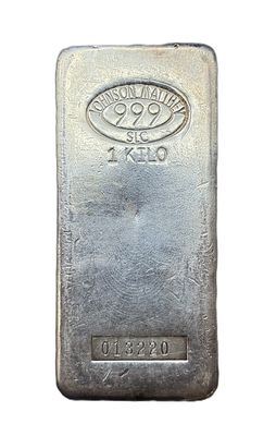 Johnson Matthey Salt Lake City (SLC) 1 Kilo Poured Silver Bullion Bar