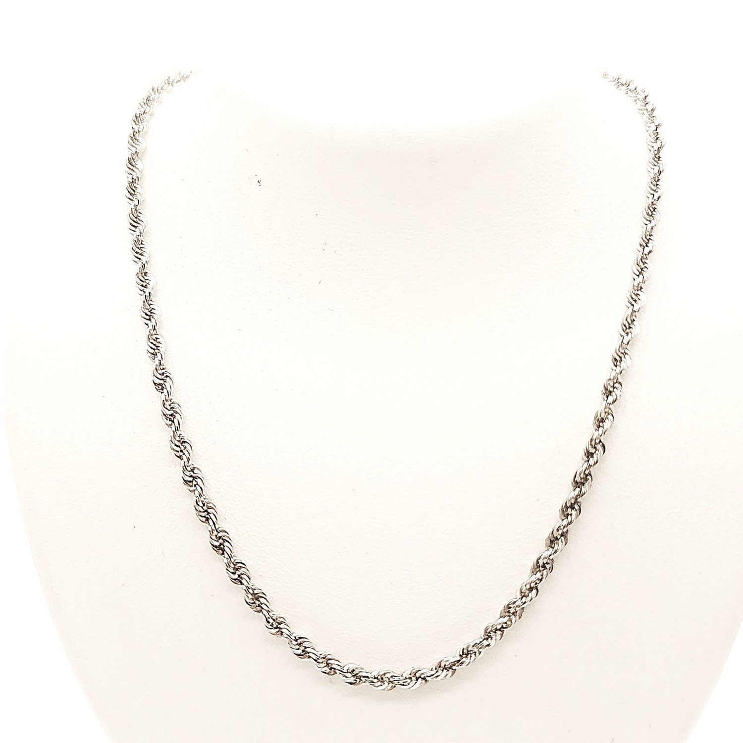Sterling Silver Rope Necklace- Size: 18" X 2.33mm