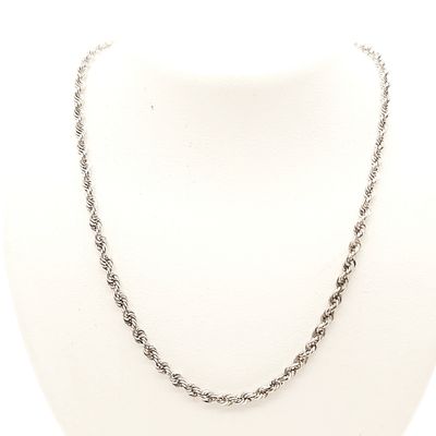Sterling Silver Rope Necklace- Size: 18" X 2.33mm