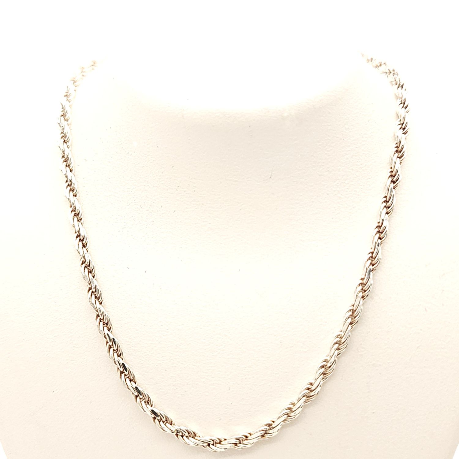 Sterling Silver Solid Rope Necklace- Size: 20" X 2.57mm
