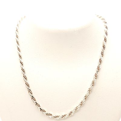 Sterling Silver Solid Rope Necklace- Size: 20" X 2.57mm
