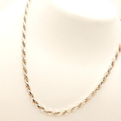 Sterling Silver Solid Rope Necklace- Size: 20" X 2.57mm