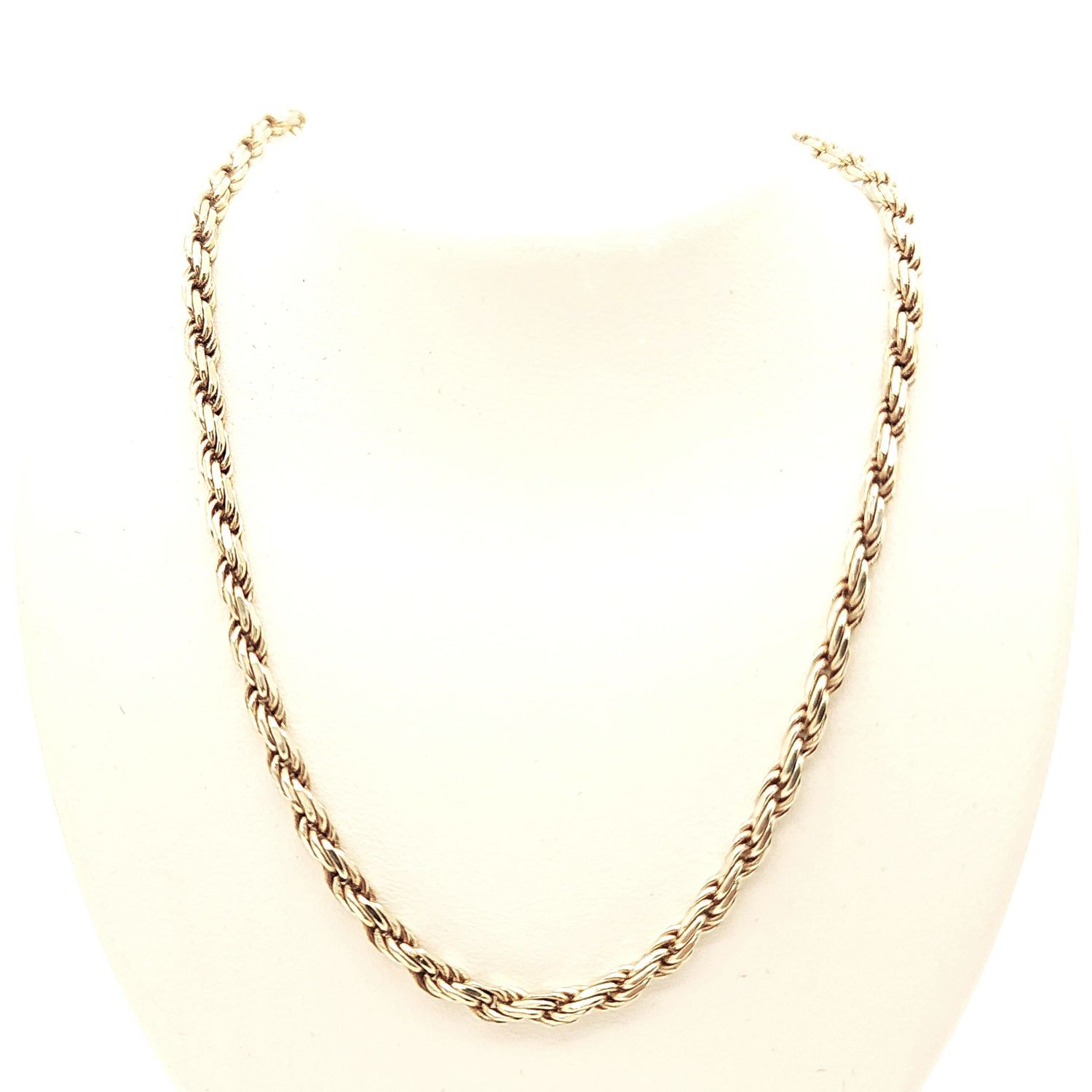 Sterling Silver Solid Rope Necklace- Size: 20" X 3mm
