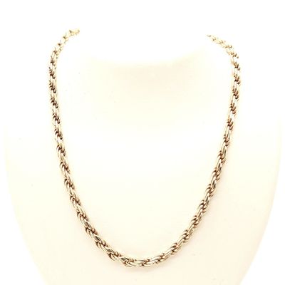 Sterling Silver Solid Rope Necklace- Size: 20" X 3mm
