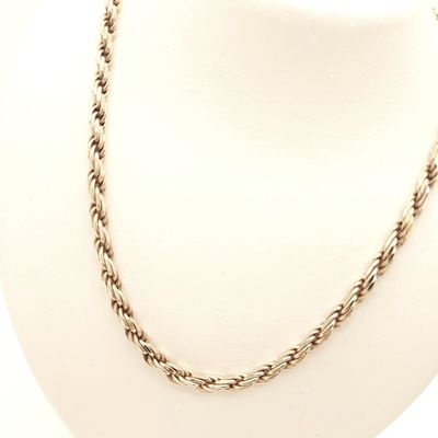 Sterling Silver Solid Rope Necklace- Size: 20" X 3mm