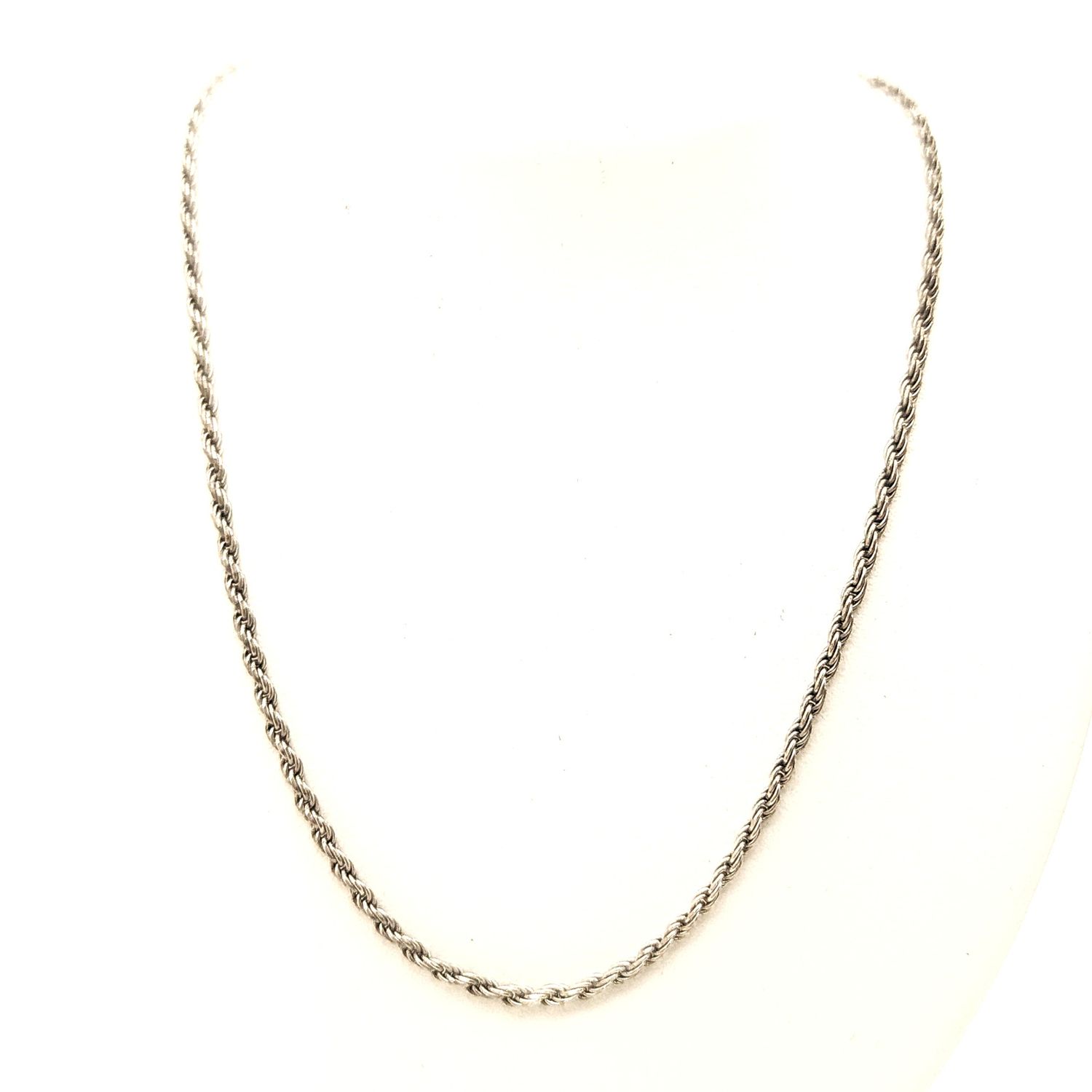 Sterling Silver Rope Necklace- Size: 24" X 1.75mm