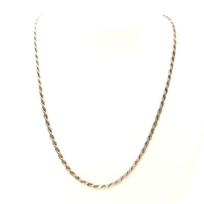Sterling Silver Rope Necklace- Size: 24" X 1.75mm