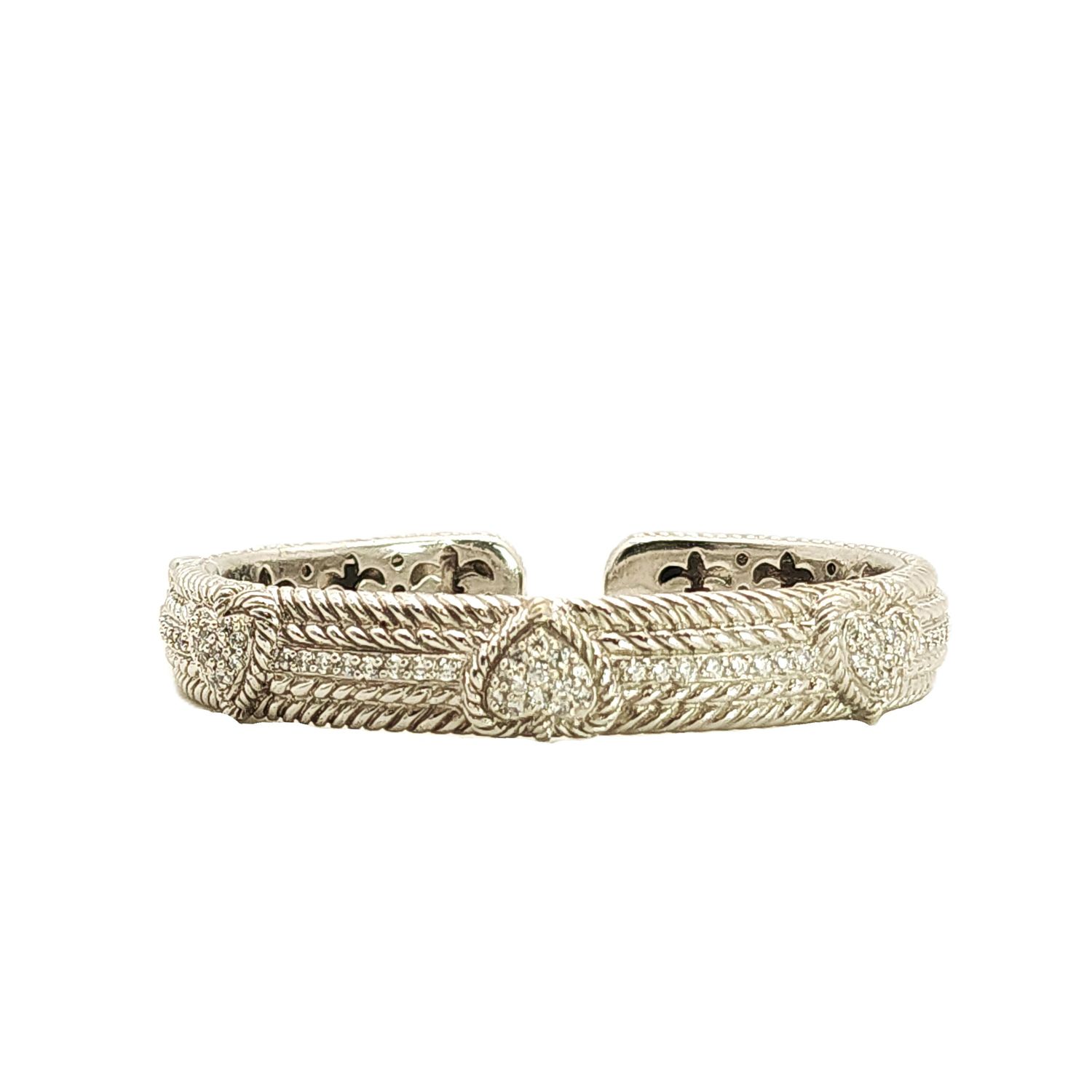 Sterling Silver Judith Ripka Hinged Heart Bangle Bracelet
