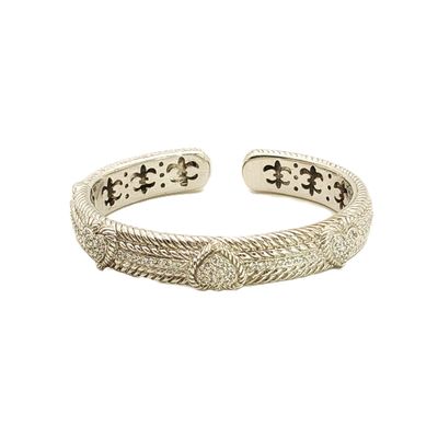 Sterling Silver Judith Ripka Hinged Heart Bangle Bracelet