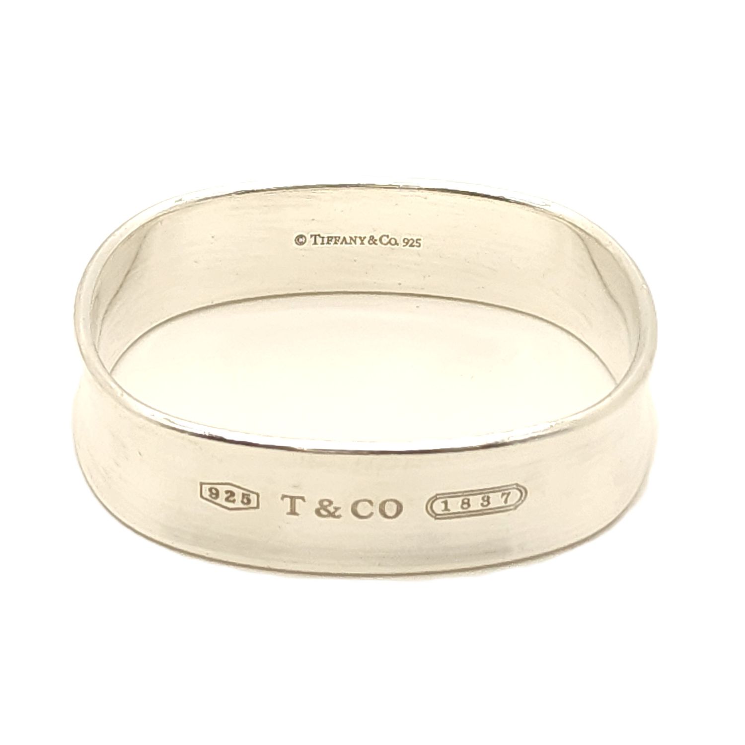Sterling Silver Vintage T&amp;Co Wide Square Cushion Bangle Bracelet