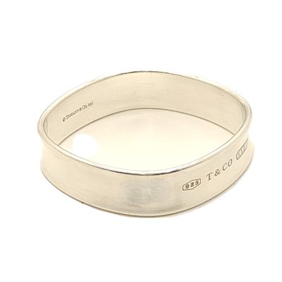 Sterling Silver Vintage T&amp;Co Wide Square Cushion Bangle Bracelet