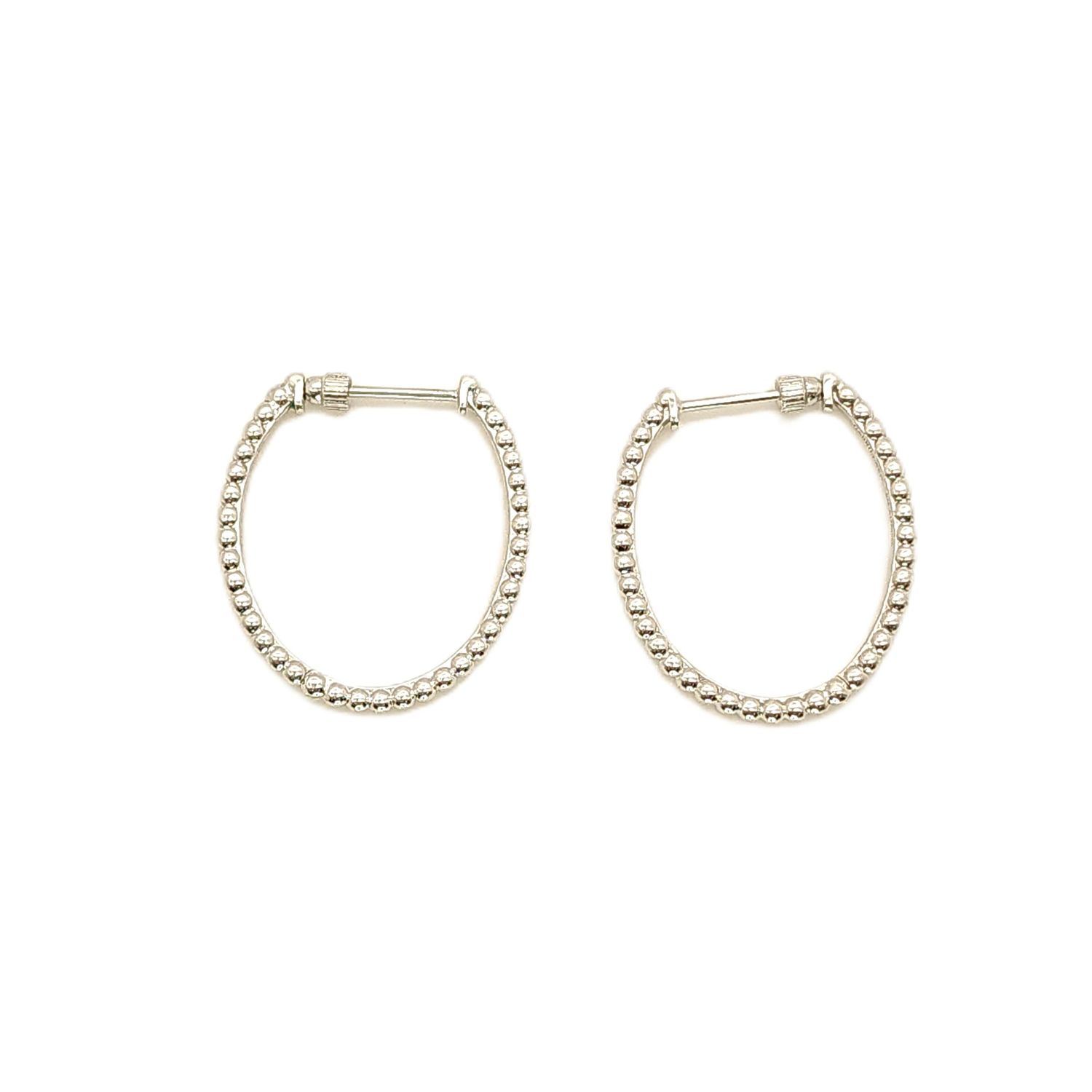 Sterling Silver Gabriel &amp; Co Beaded Hoop Screw Back Earrings- 1"