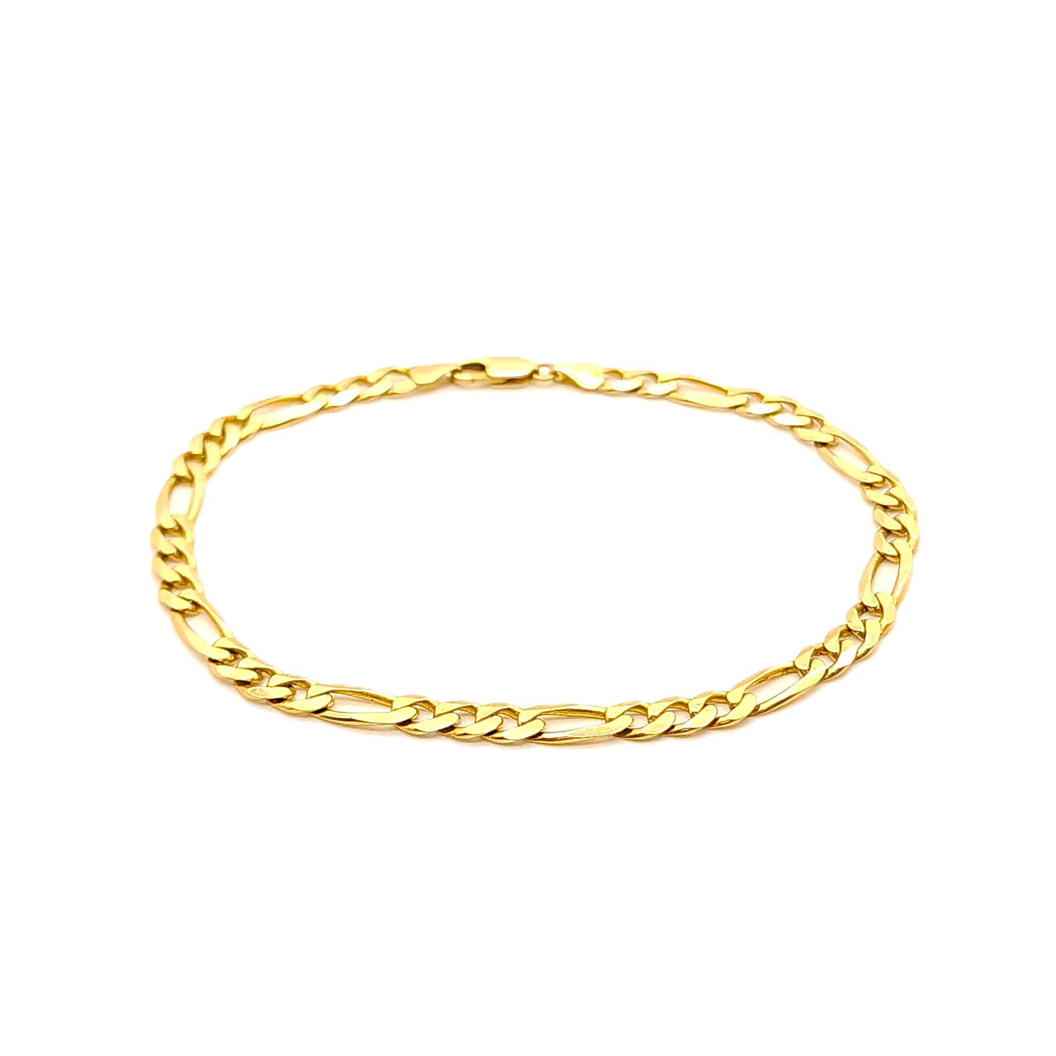 14k Gold Solid Figaro Bracelet- Size: 9.5" X 5mm