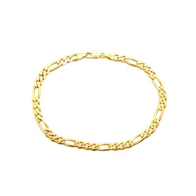 14k Gold Solid Figaro Bracelet- Size: 9.5" X 5mm