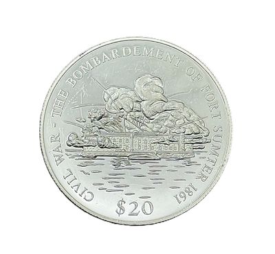 2000 Republic of Liberia $20 Civil War Bombardment of Fort Sumter Silver Proof Coin