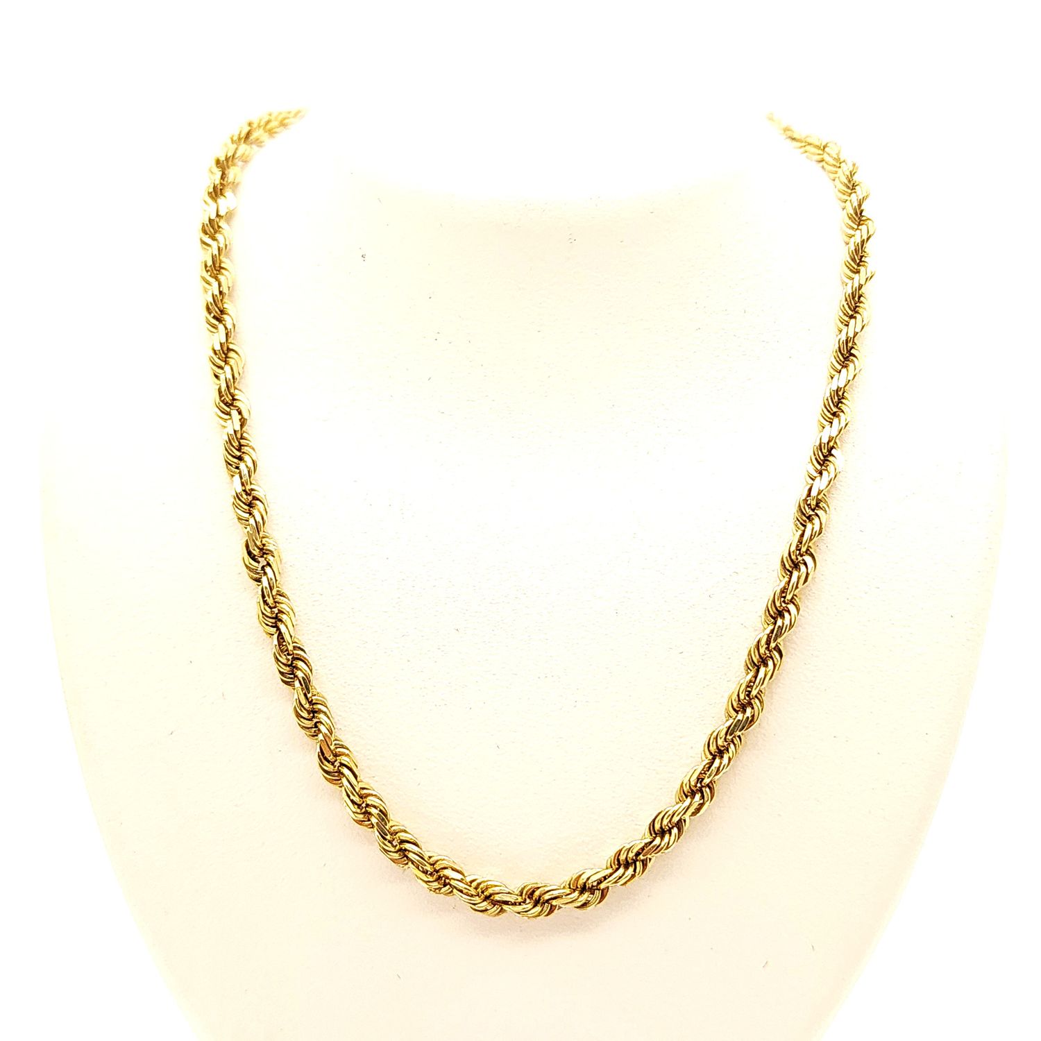 10k Gold Solid Rope Necklace- Size: 22" X 3.5mm