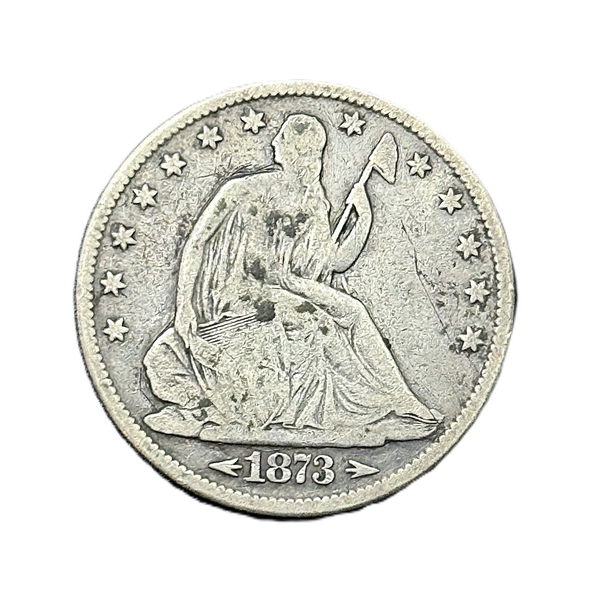 1873 Seated Liberty Silver Half Dollar with Arrows