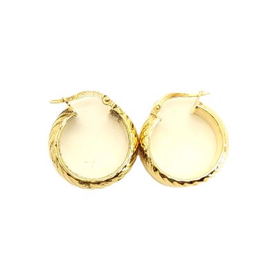 14k Gold Textured Hoop Earring- Size: 21mm X 8mm